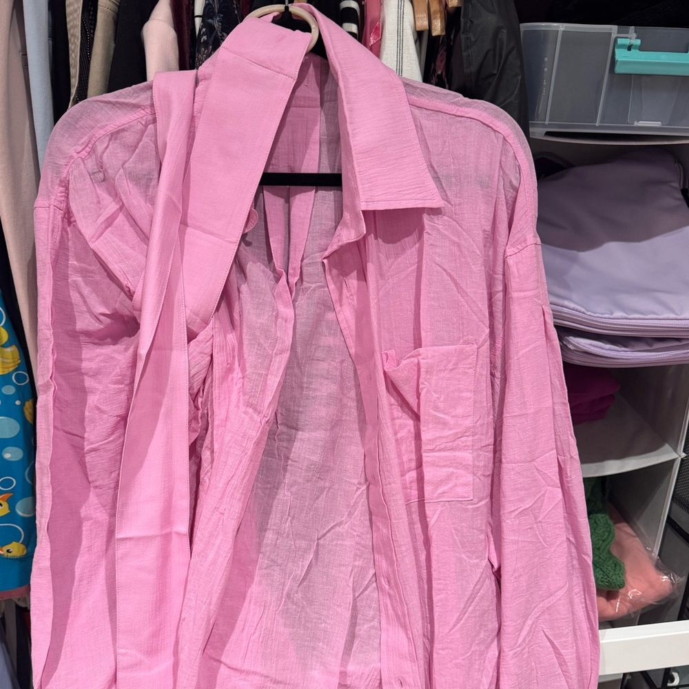 POPFLEX I Need a Vacation Shirt Dress - Pink Lavender. - Picture 7 of 7